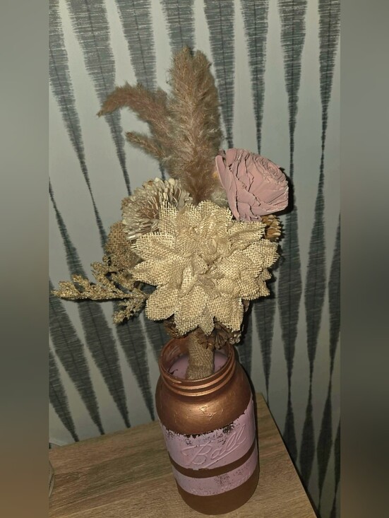 Handmade Other - Rustic Boho Floral Bouquet Neutral Pink Pampas Grass Burlap Wedding Décor